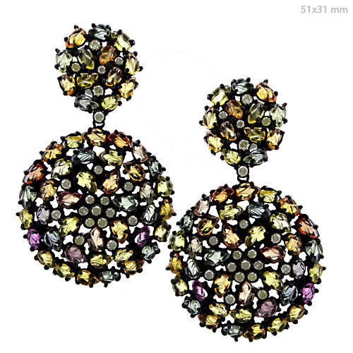 Diamond Multi Tourmaline Gold Earrings