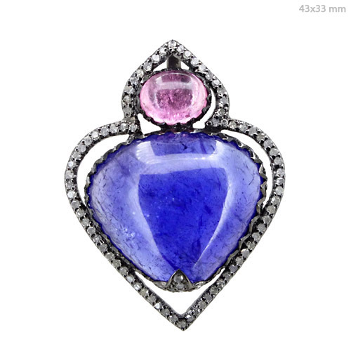Pink Tourmaline Tanzanite Silver Pendant