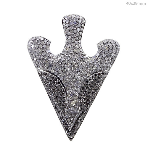 Pave Diamond Silver Pendant - 925 Sterling Silver, 40x29 mm, 1.81 CTS Diamond | Elegant Design, Diamond Accents, Luxury Feel