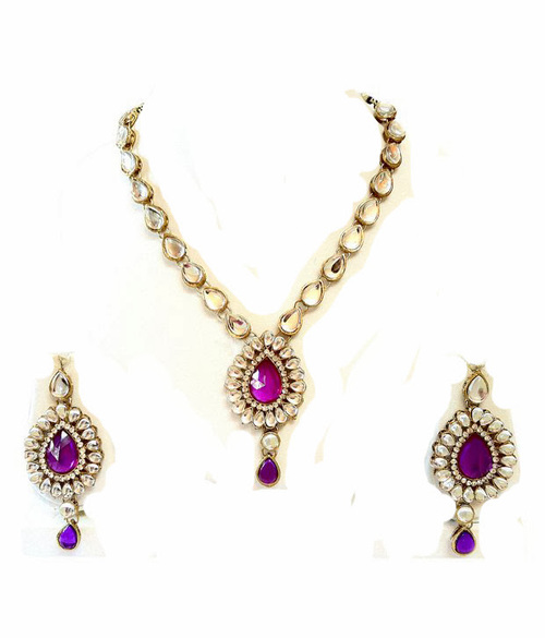 Purple Kundan Necklace Set 07