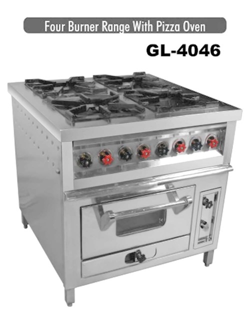 FOUR BURNER RANGE WITH PIZZA OVEN