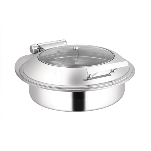 Round Glass Lid Induction Chafer - Stainless Steel, 12-18" Diameter, 6-10" Height | Induction Compatible, Glass Lid, Keeps Food Warm