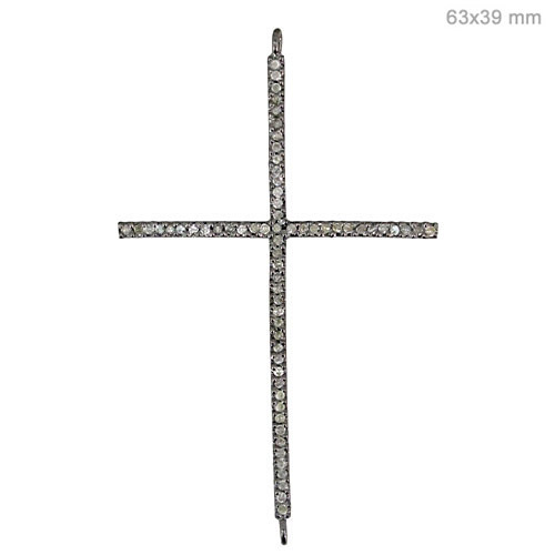 Pave Diamond Silver Cross Pendant