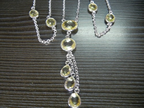 Teardrop Bezel Gemstone Necklace