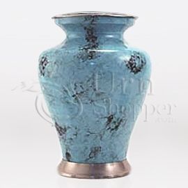 Glenwood Blue Marble Brass Metal Cremation Urn