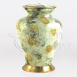 Glenwood White Marble Brass Metal Cremation Urn