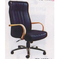 Adjustable High Back Leather Chair - Leather & Wood, 24-28x40-48 inches, Black | Swivel Base, Adjustable Height, Durable, Stylish Design