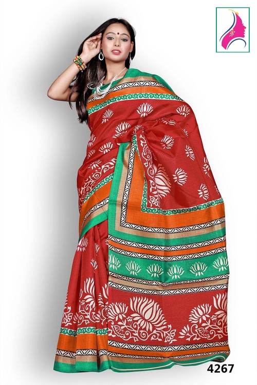 Awesome Red Designer Printed Special Daya s Saree