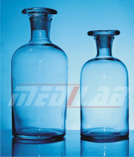 REAGENT BOTTLE - Soda Glass, 125-1000ml, Clear/Amber | Leak-Proof Seal, Wide Mouth, Flat Glass Stopper
