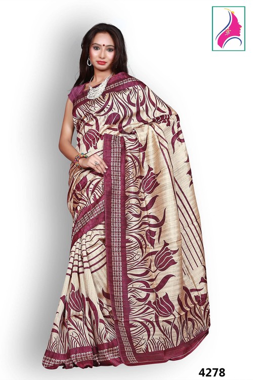 Esthetic Cream & Wine Designer Printed Special Daya s Saree