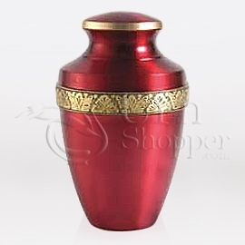 Grecian Crimson Brass Metal Cremation Urn