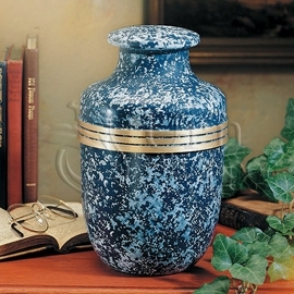 Homage Blue Brass Metal Cremation Urn