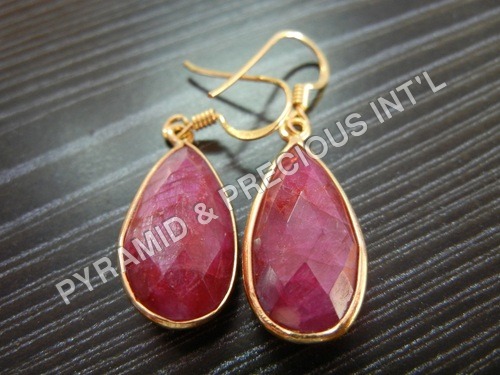 Gold Plated Gemstone Bezel Earrings