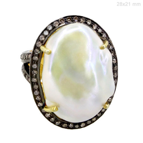 Pearl Diamond Gold Ring