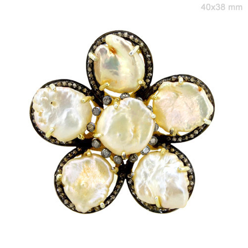Pearl Diamond Gold Ring