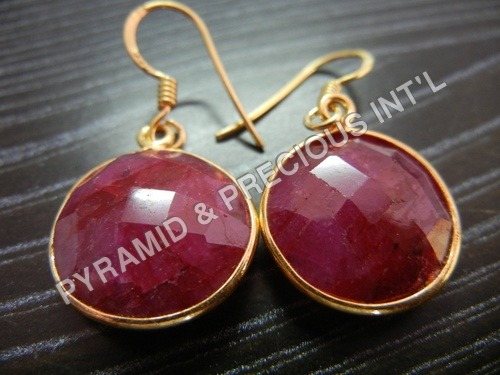 Gold Plated Ruby Earring