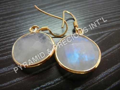 Rainbow Moonstone Gold Plated Earrings