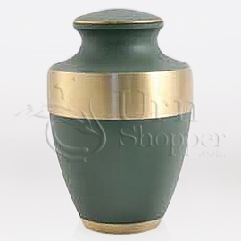 Lineas Rustic Sage Brass Metal Cremation Urn