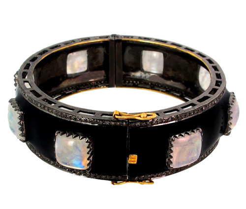 Moonstone Diamond Gold Bangle
