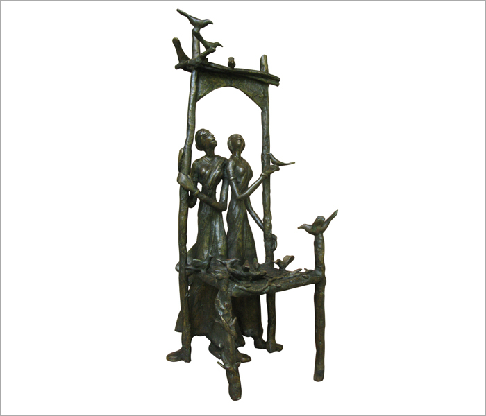 Asurved Talking with bird,Bronze,