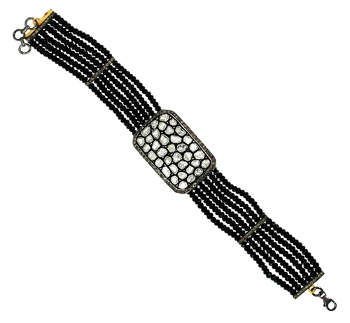 Black Spinel Diamond Gold Bracelet