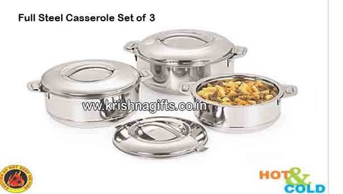 Casserole Set of 3 Full Steel