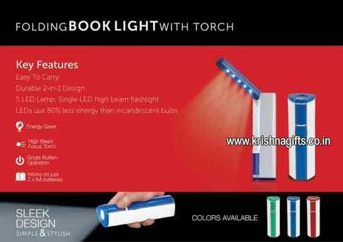 Lamp-with-Torch Folding - Plastic, Metal, 8x4x2 cm | Rechargeable Battery, 100 Lumens, Foldable LED Light, USB Powered