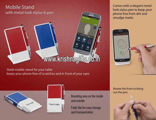 Mobile Stand with Stylus - Plastic Metal, 4x3x2 Inches, Red | Stable Stand, Secure Grip, Portable Design