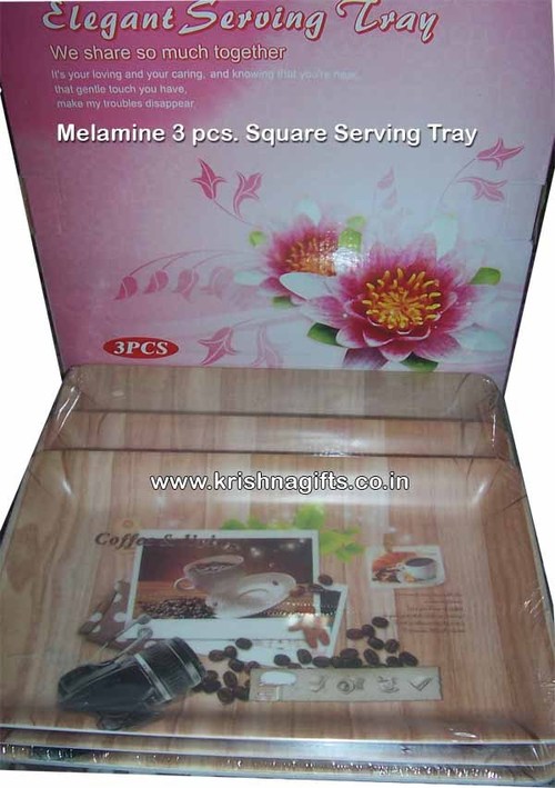 Tray Set-Melamine 3pc Square