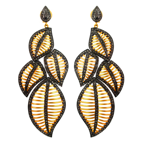 Pave Diamond Gold Earrings