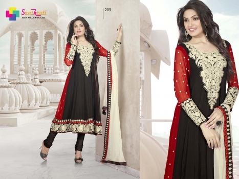 Around World - Silk Blend, Size S-xl, Black Red | Handcrafted Embroidery, Embroidered Dupatta, Elegant Party Wear