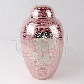 Rose Pink Brass Metal Cremation Urn