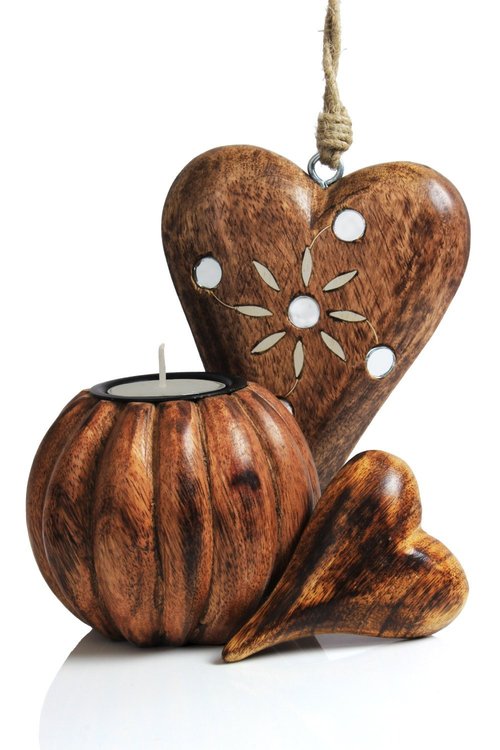 Beautiful Wooden Handmade Tea Light Candle Holder Heart Hanging & Heart Ornament Gift Ideas