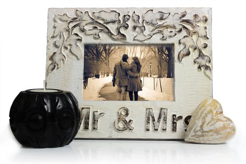 Gorgeous Handmade Teal Light Holder, Heart Shaped White Washed Wall Hanging and Photo Frame