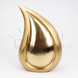 Teardrop Brushed Brass Metal Cremation Urn