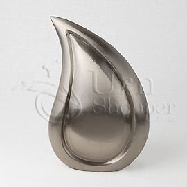 Teardrop Brushed Pewter Brass Metal Cremation Urn