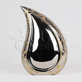 Teardrop Silver-Gold Brass Metal Cremation Urn