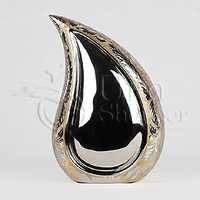 Silver & Gold Teardrop Silver-Gold Brass Metal Cremation Urn