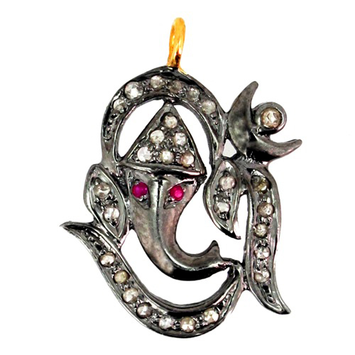 Ruby Pave Diamond Ganesh Finding