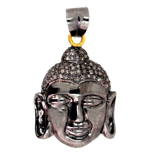Gold Diamond Buddha Pendant - 14k Gold, 35x20 mm, 0.78 CTS Diamond | Elegant Design, Spiritual Symbolism, Fine Craftsmanship