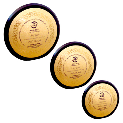 I-Series - Wood & Metal, Three Sizes, Gold | Stylish Round Trophy, Award Recognition, Elegant Finish