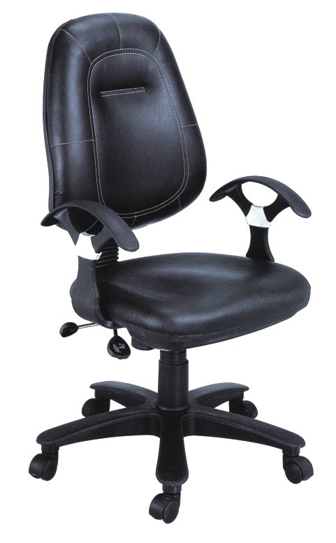 Workstation Series - Leather & Steel, 20x24x36 Inch, Black | Ergonomic Design, Adjustable Height, Swivel Base, Lumbar Support