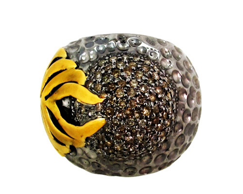 Pave Diamond Gold Ring - 14k Gold, 26x21 mm, 1.26 CTS Diamond | Elegant Design, Diamond Accents, Luxury Appeal