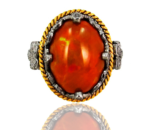 Opal Diamond Gold Ring