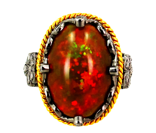 गोल्ड डायमंड ओपल रिंग