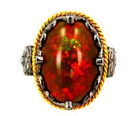 Gold Diamond Opal Ring