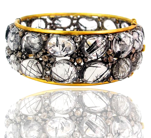 Rutile Diamond Gold Bangle