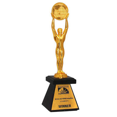 I-SERIES - Metal & Wood 13.5 Inch, Black Base, Gold Plated | Stylish Award Trophy