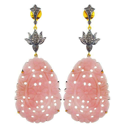 Diamond Gold Carving Earrings