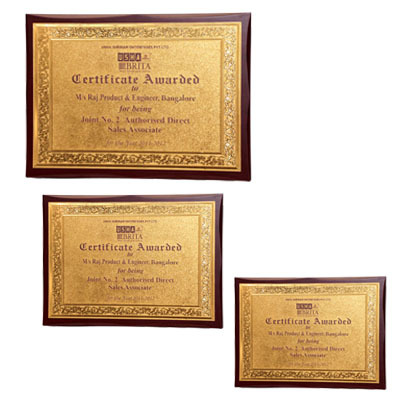 I-SERIES - Wood and Metal, Three Sizes, Brown | Stylish Rectangular Trophy, Glossy Finish, Award Recognition